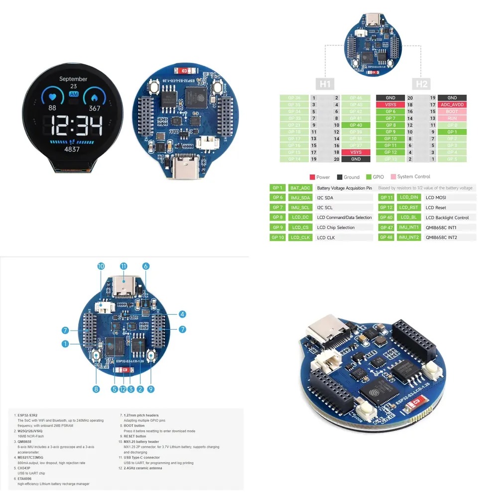 Esp32 Development Board - ESP32-S3 LCD development board 1.28 inch