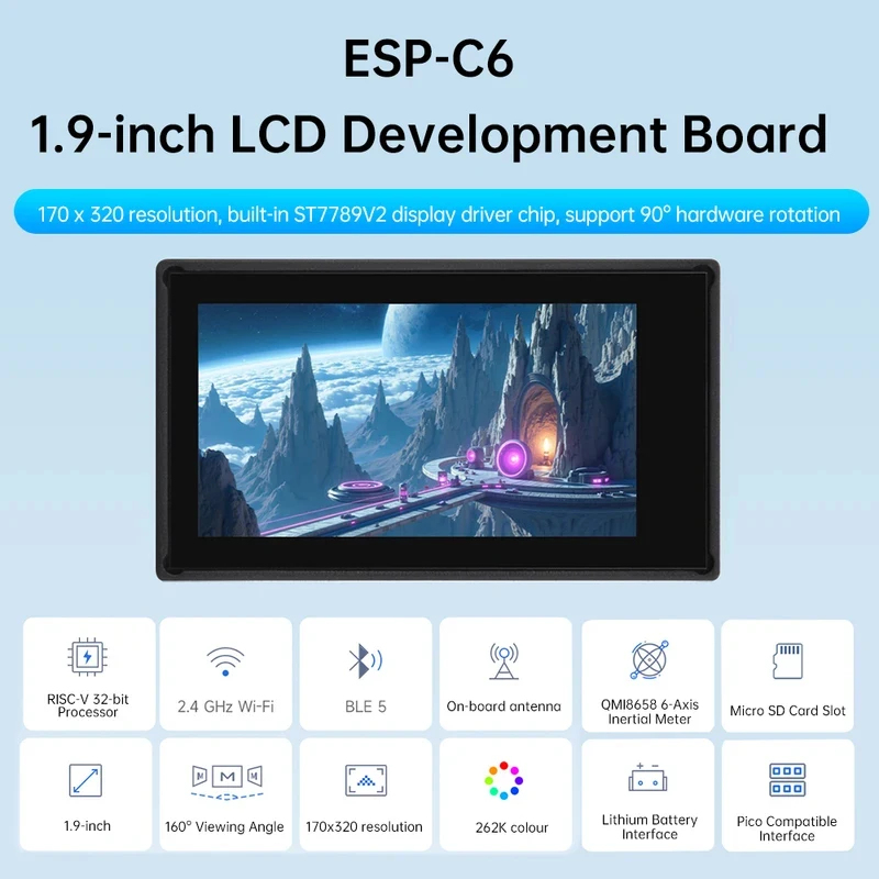 ESP32-C6 1.9-Inch LCD Screen D - đánh giá và giá Esp32 C6